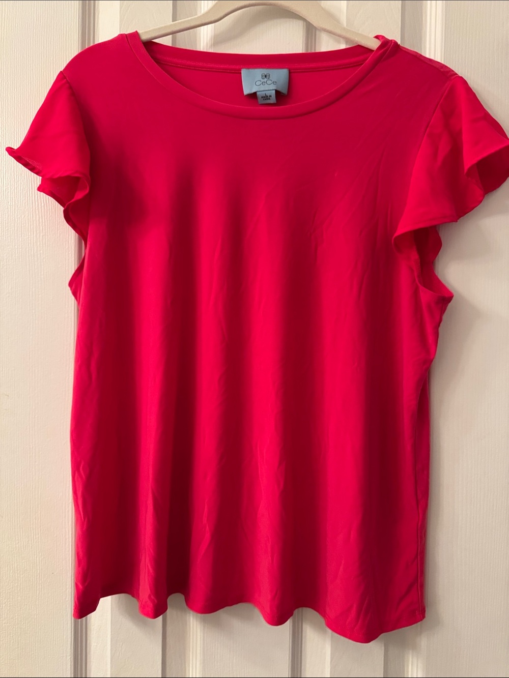 CeCe Bright Pink Flutter Sleeve Short-Sleeve Tee